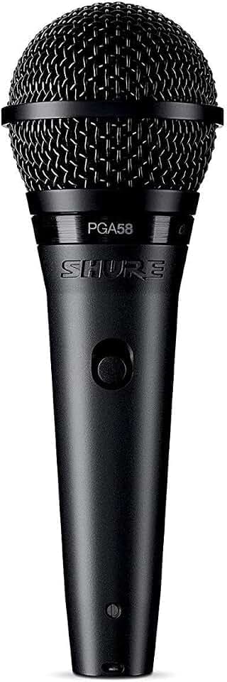Shure PGA58 Dynamisches Mikrofon-Handheld-Vokalmikrofon mit Ein/Aus-Schalter, 3-pin-XLR-Anschluss, 15 'XLR-zu-QTR-Kabel, Standadapter und Reißverschlussbeutel (PGA58-QTR-E)
