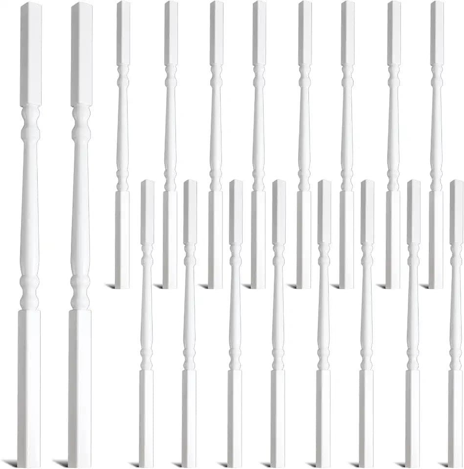 Yaocom Vinyl Railing Spindles, 1 1/4" Sq X 34", Vinyl Railing, 18 Pack