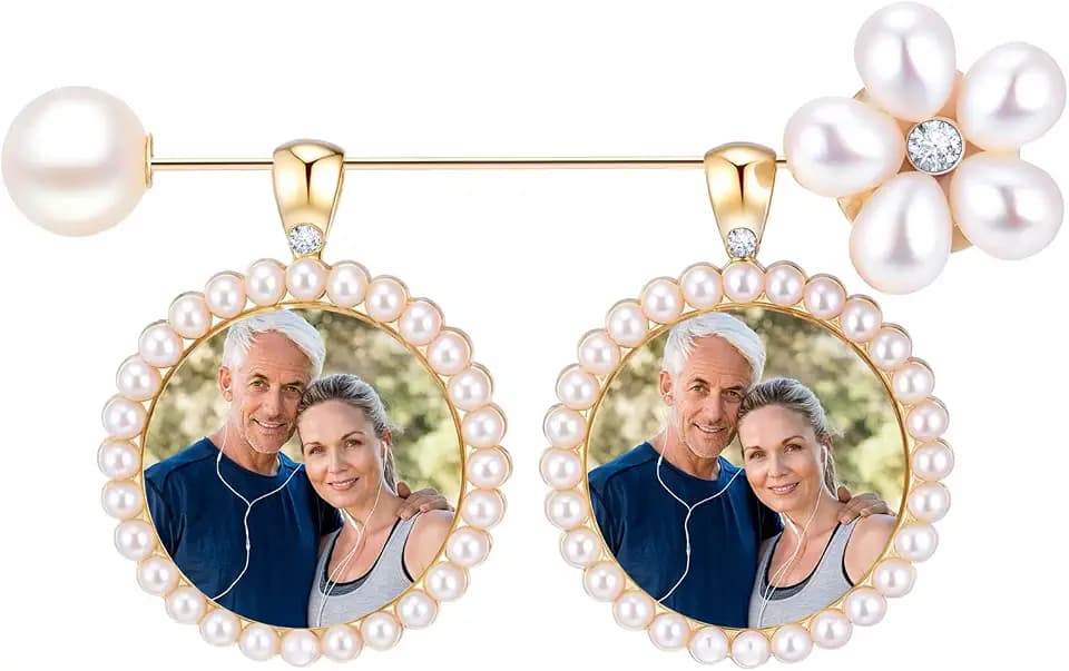 Liliaafar Pearl Bouquet Wedding Charms Photo Pin Gold Memorial