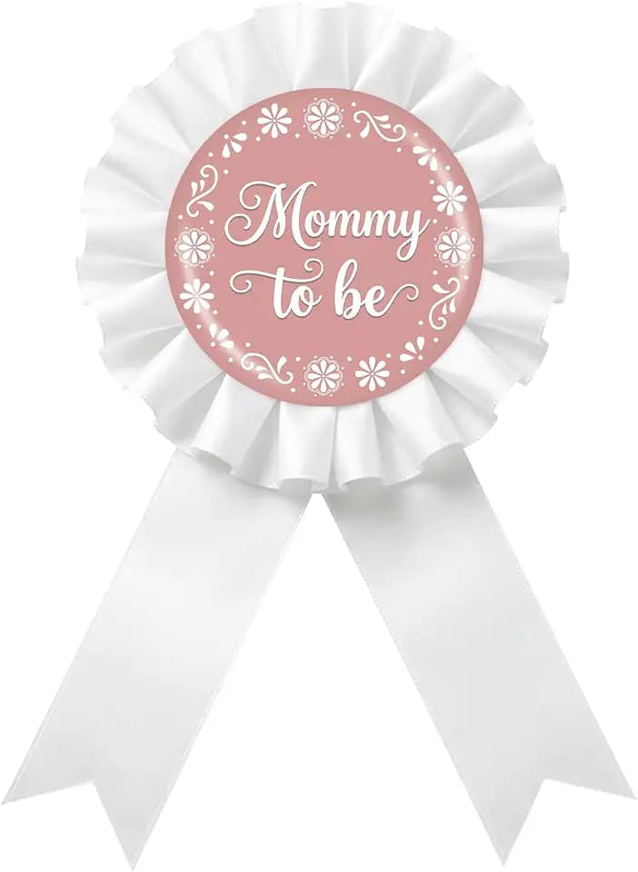 Cielito Lindo Mom to Be Tinplate Badge Pin - Mexican Fiesta Mom to Be Brooch Pin, White Rosette New Parents Award Ribbon Button, Mexican Themed Baby Shower/Gender Reveal Party Decoration