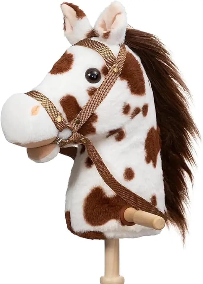 HollyHOME Stick Horse Hobby Horse Wood Handles Wheels 36'' Handcrafted