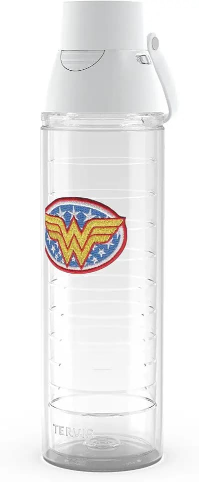 Tervis DC Comics Wonder Woman Emblem Made in USA Double Walled Insulated Tumbler Travel Cup Keeps Drinks Cold & Hot, 24oz Venture Lite Bottle, Classic
