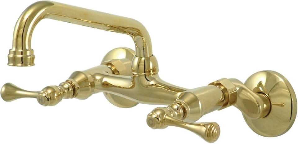 Kingston Brass KS313PB Magellan Wall Mount Kitchen Faucet, Polished Brass