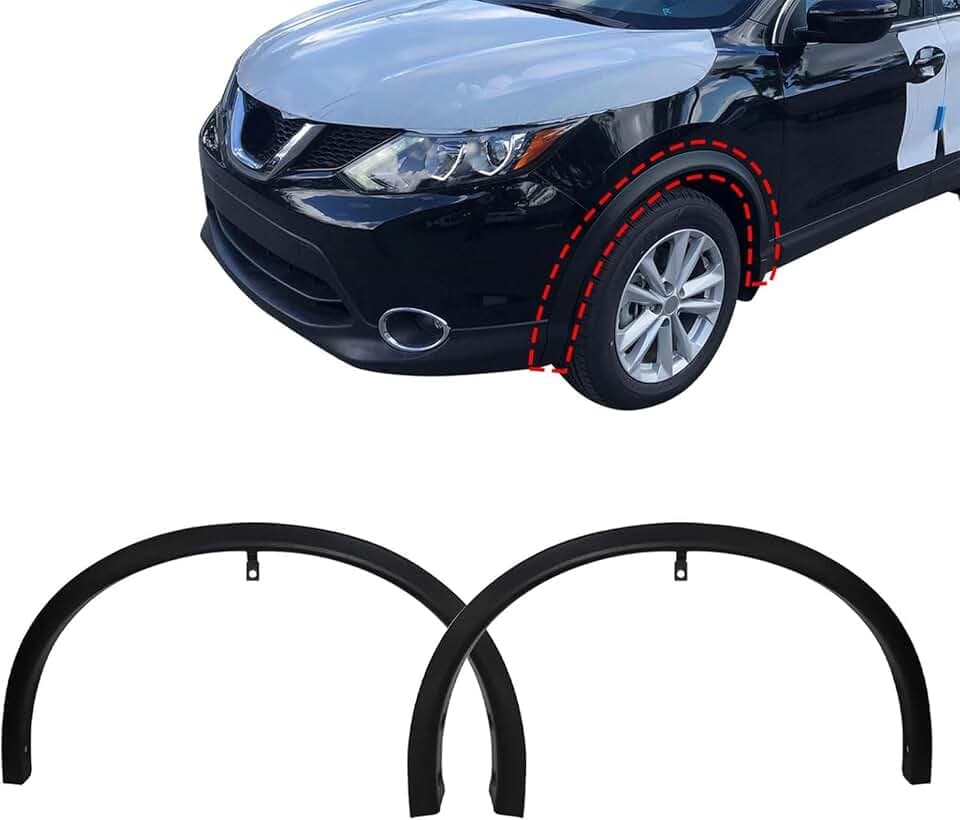 SecosAutoparts 2PCS Front Fender Flares, Fender Molding Trim Fit for Nissan Rogue 2014-2019 Replace# 638609TA1A 638619TA1A NI1291101 NI1290101, Left Right Side Wheel Fender Trims