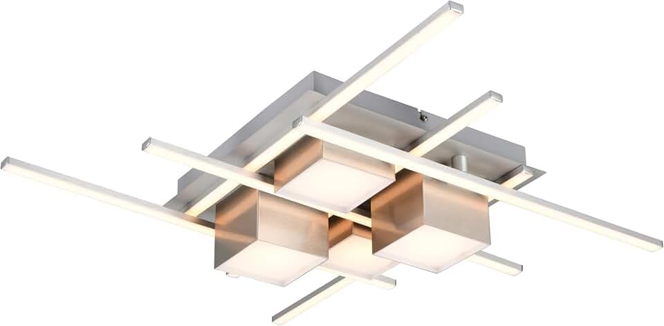 Trio Leuchten LED Deckenleuchte Roger 647810407, Metall Nickel matt, inkl. 35 Watt LED, Fernbedienung, Dimmbar, Lichtfarbe einstellbar, Nachtlicht