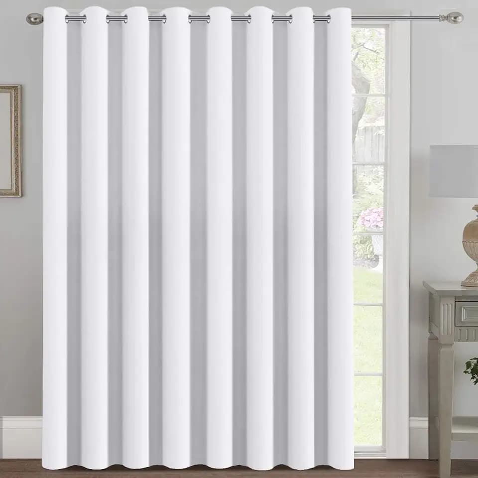 H.VERSAILTEX Patio White Curtains 100 x 90 Inches for Sliding Door Extral Wide Blackout Curtain Panels Thermal Insulated Room Divider - Grommet Top, 7.5' Tall by 8.3' Wide