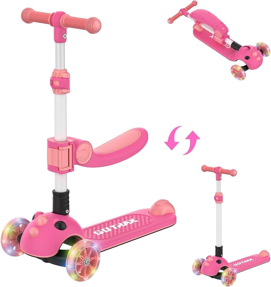 Gotrax KS3 Pro Foldable Kick Scooter with Seat, 3 Wheels for Age 2+, Gifts