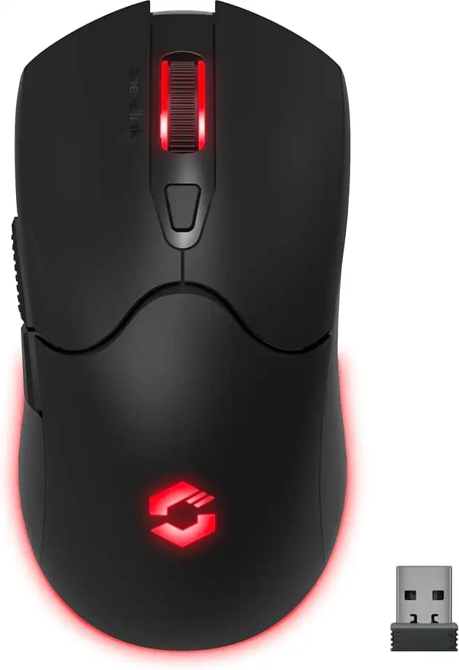 Speedlink Velox - Wireless RGB Gaming Maus kabellos mit Akku wiederaufladbar USB-C, 4800dpi, programmierbar, leicht, PixArt PAW3212, 2.4G USB-A Nano Empfänger, farbige LED Beleuchtung, schwarz