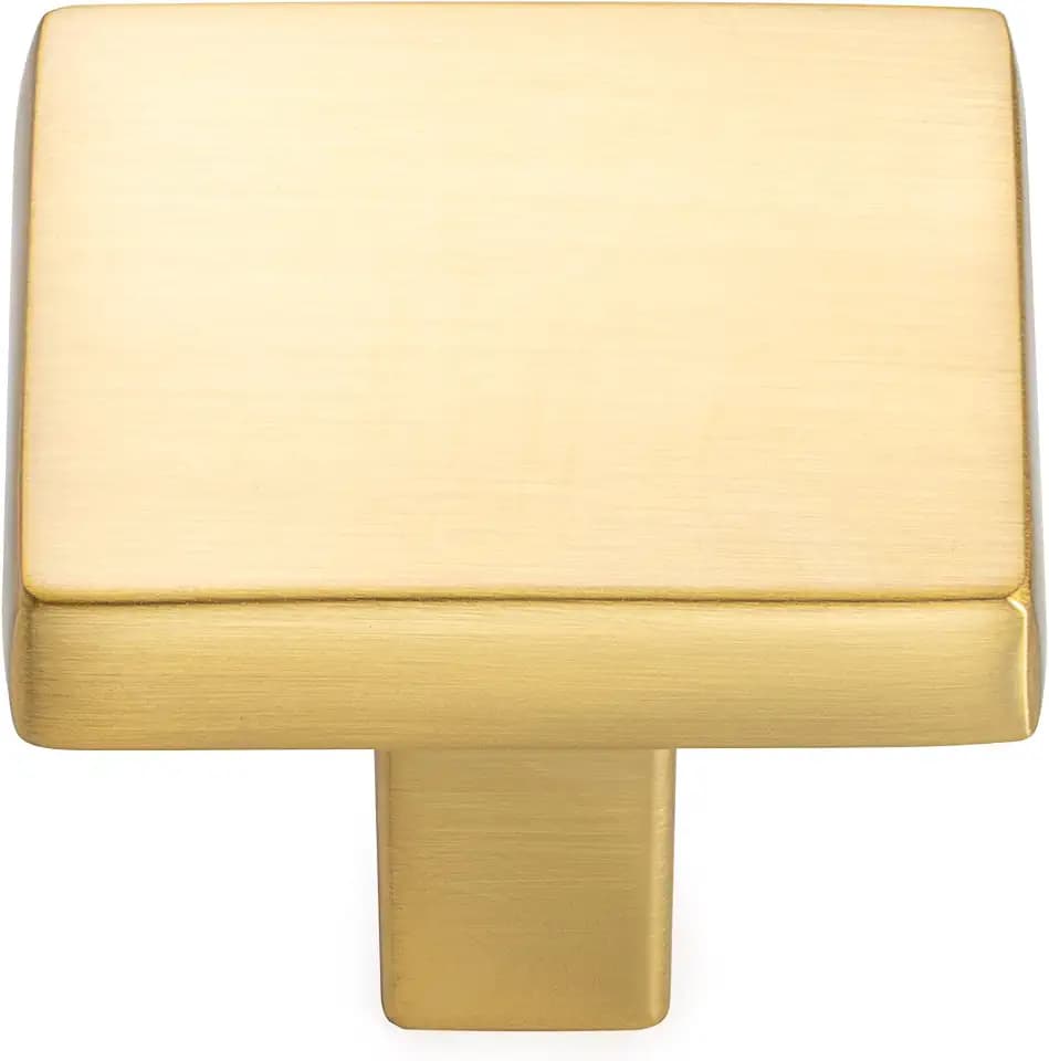 KOOFIZO 10 Pack Brushed Gold Cabinet Knobs Square Single Hole Pulls K03