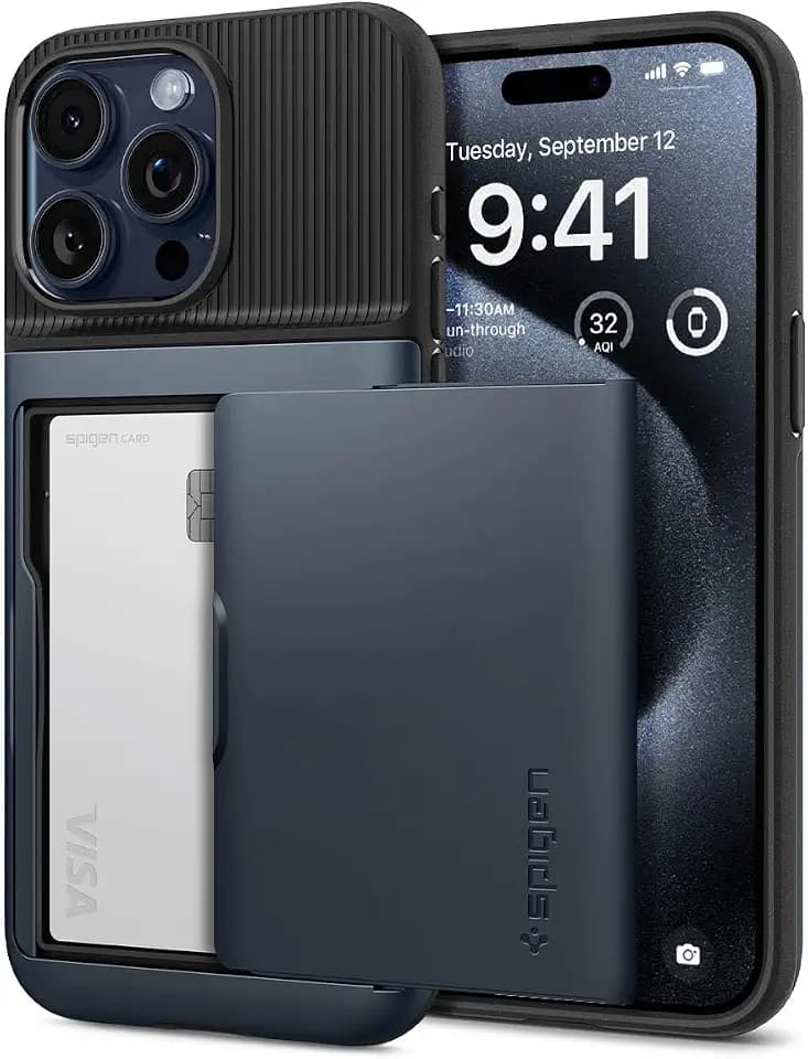 Spigen Slim Armor CS Designed for iPhone 15 Pro Max Case (2023) [Military-Grade Protection] - Metal Slate