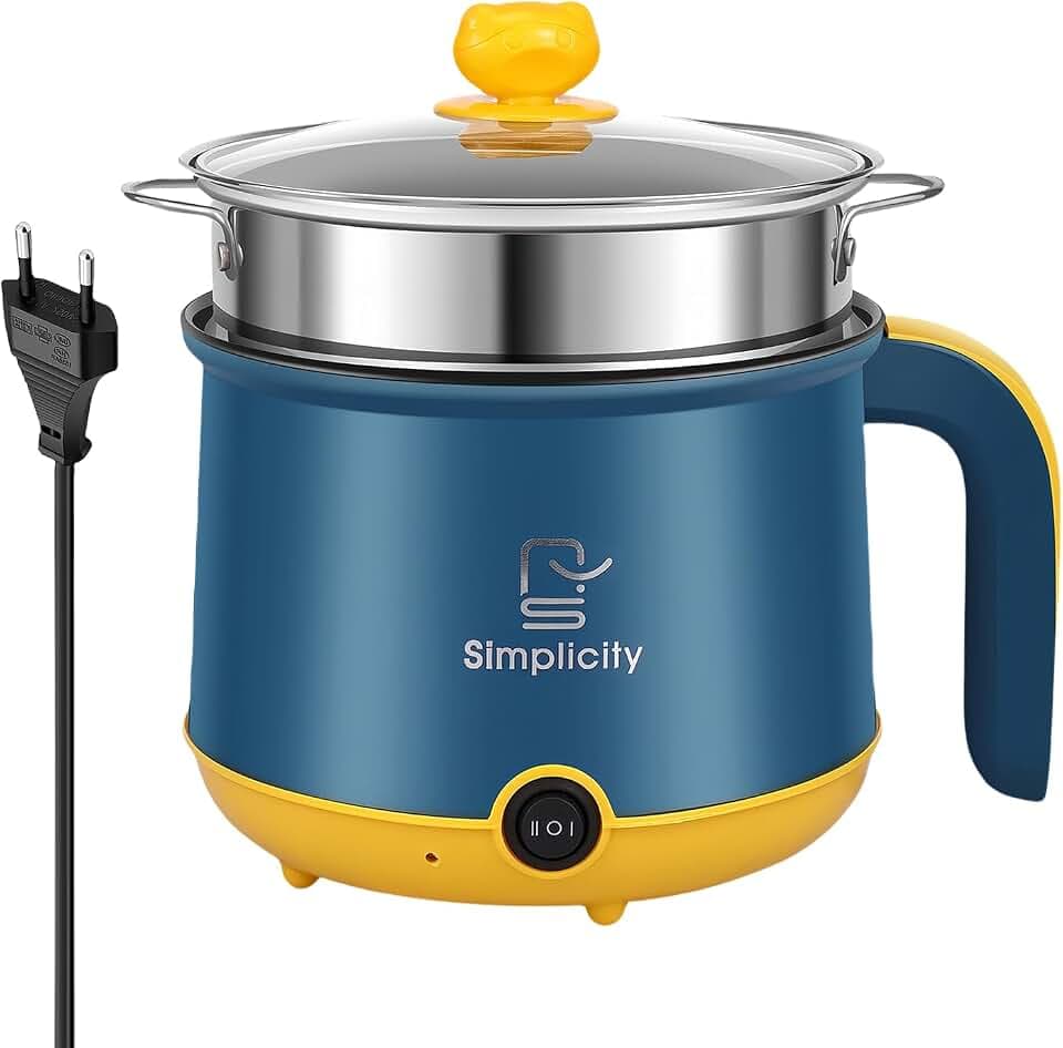Elektrischer Hot Pot Mit Dampfgarer, Elektrische Hot Pot 1.8 L, Tragbare Mini Antihaft Multikocher, Schneller Ramen Kocher, Tragbare Antihaft Topf Für Zuhause, Büro, Schlafsaal
