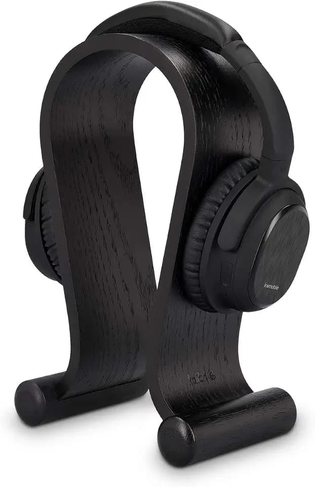 kalibri Kopfhörerhalter Kopfhörerständer Universal aus Holz - Kopfhörer Halter Headset Halterung - On Ear Headphone Stand - Eichenholz in Schwarz