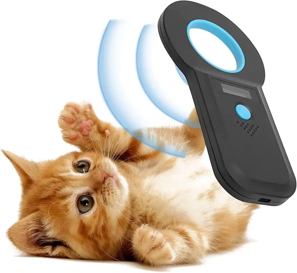 Haustier-Mikrochip Scanner Chip Lesegerät Haustier ID Pet Scanner mit Helligkeit OLED Anzeige 128 Stück Tag Informationsspeicher für die Tierverfolgung für ISO 11784/11785, FDX-B und ID64-RFID