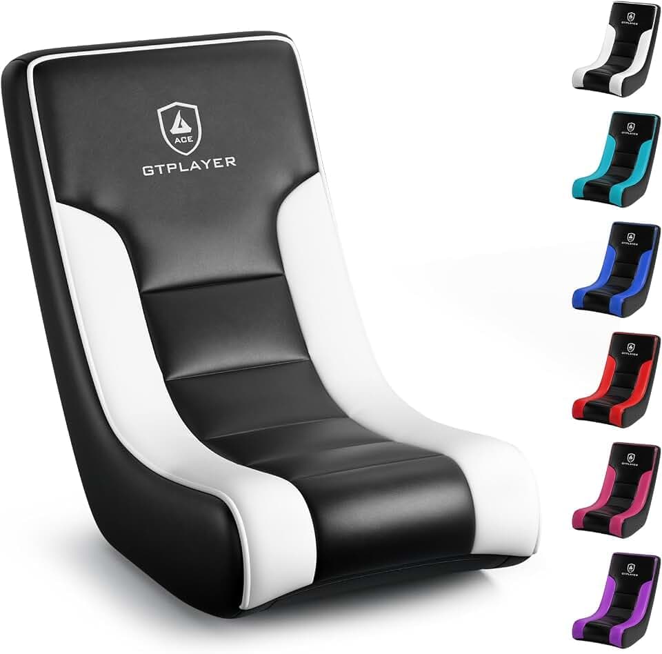 GTPLAYER Floor Rocker Gaming Chair – Adjustable Angle Limiter, Ultra Lightweight Ergonomic Floor Rocking Game Seat for Gaming and Lounging, White