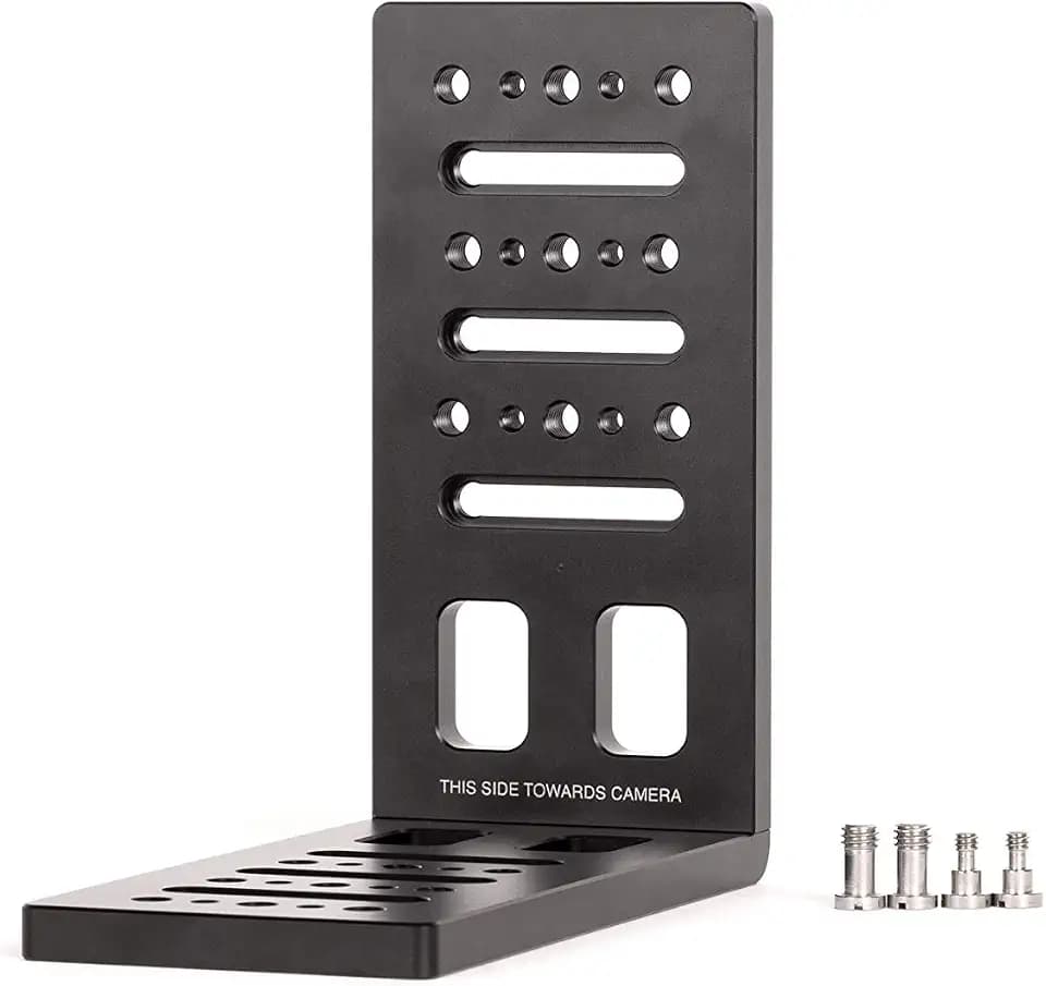 Wooden Camera Mini Vertical Camera Bracket, L-Shaped with 1/4-20 and 3/8-16 Threaded Holes, Made of Durable CNC Machined Aluminum, Small Version for Smaller Camera Setups