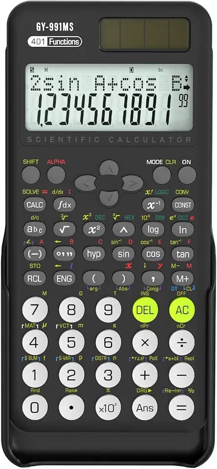 Wissenschaftlicher Taschenrechner für Schüler, 991 MS Wissenschaftsrechner für Mittel- und Oberschulbedarf, Taschenrechner mit Abdeckung (Schwarz)