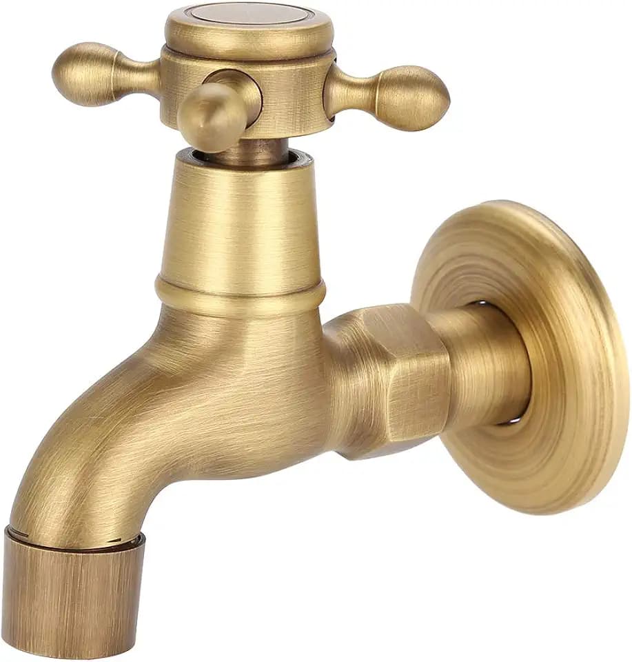 G1 / 2 Wandmontage Vintage Massivem Messing Wasserhahn Wasserhahn für Spülbecken Mopp(Short)
