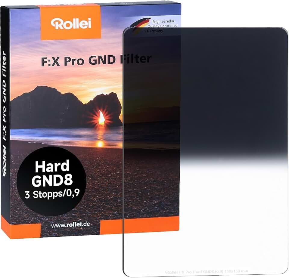 Rollei F:X Pro Verlaufsfilter Hard GND 8 I 100mm Rechteckfilter aus Gorilla-Glas mit Luminance Coating I Ideal für Motive mit klarer Horizontlinie