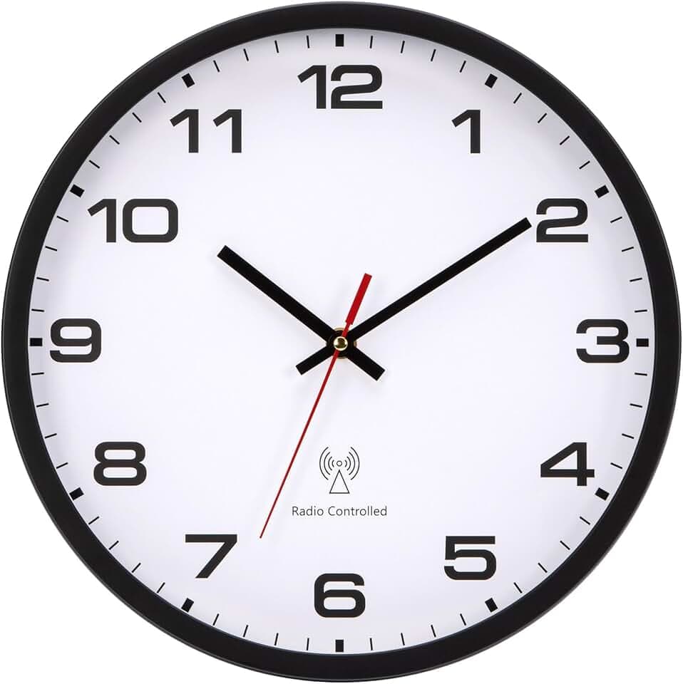 Funkuhr Wanduhr Modern Groß Wanduhren 30cm | Wanduhr Funk Nächtliche Sekundenstoppung Quarz Batteriebetrieb Einfach zu Lesen für Wohnzimmer Küche Büro Schule