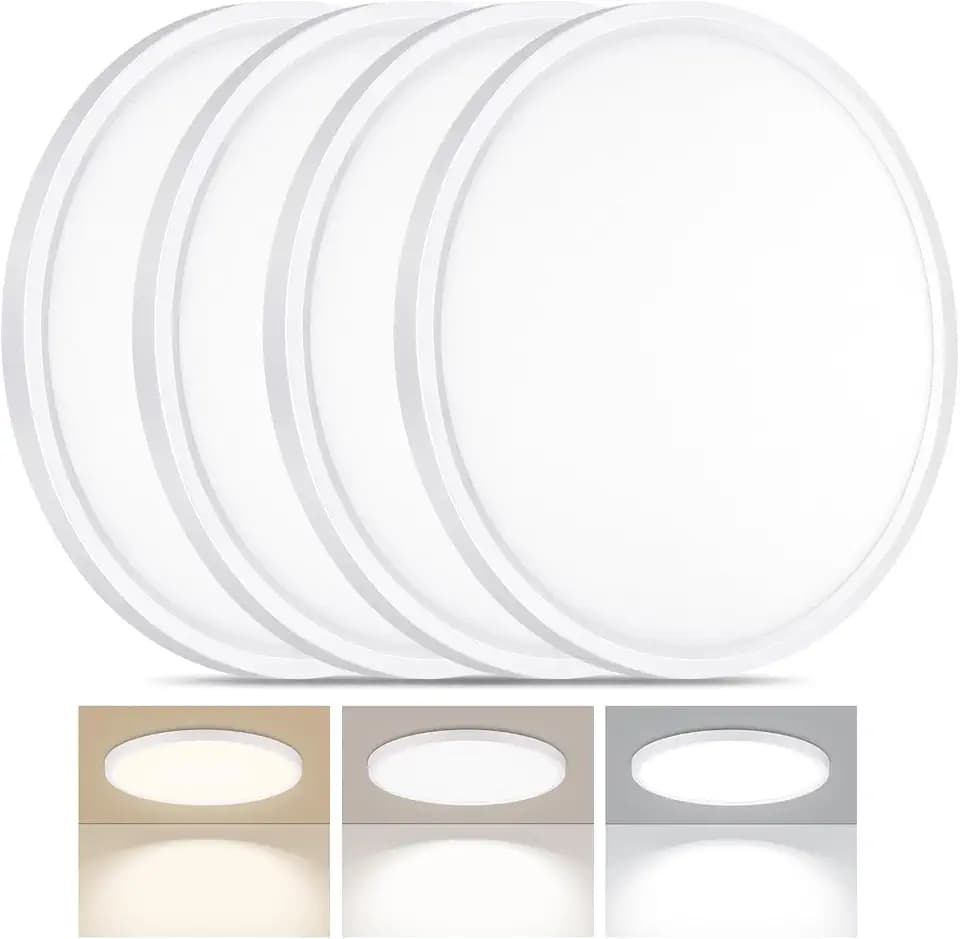 LED Flush Mount Ceiling Light 15in Thin 3CCT White Wired(4 Pack)
