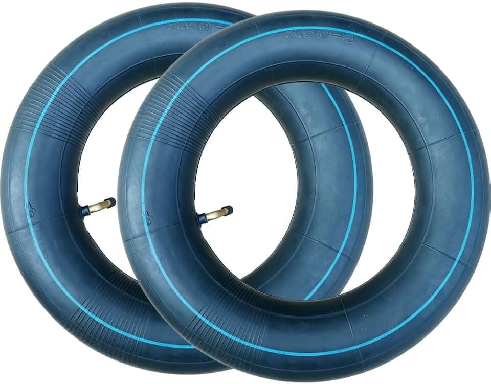 2 Stück 3.50-8 Schlauch mit gebogenem TR87 Ventilschaft für Schubkarrenreifen, 8 Zoll Felgengrößen für Rasenmäher, Generatoren, Karrenräder, Gartenkarren, Wagen