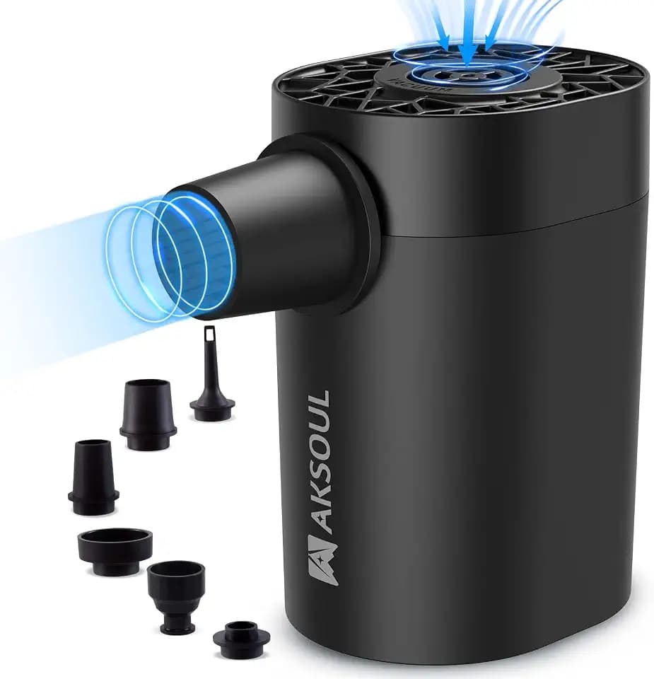 AKSOUL Tragbare elektrische Luftpumpe: Pumpen mit Akku, wiederaufladbar, 1600 – 4000 mAh für aufblasbare Produkte
