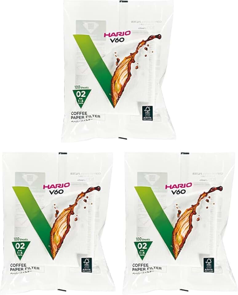 Lotto di 3 x 100 Filter für Kaffeemaschinen Americano Buch Weiß - Hario V60 02 - VCF-02-100W Importazioine aus Japan