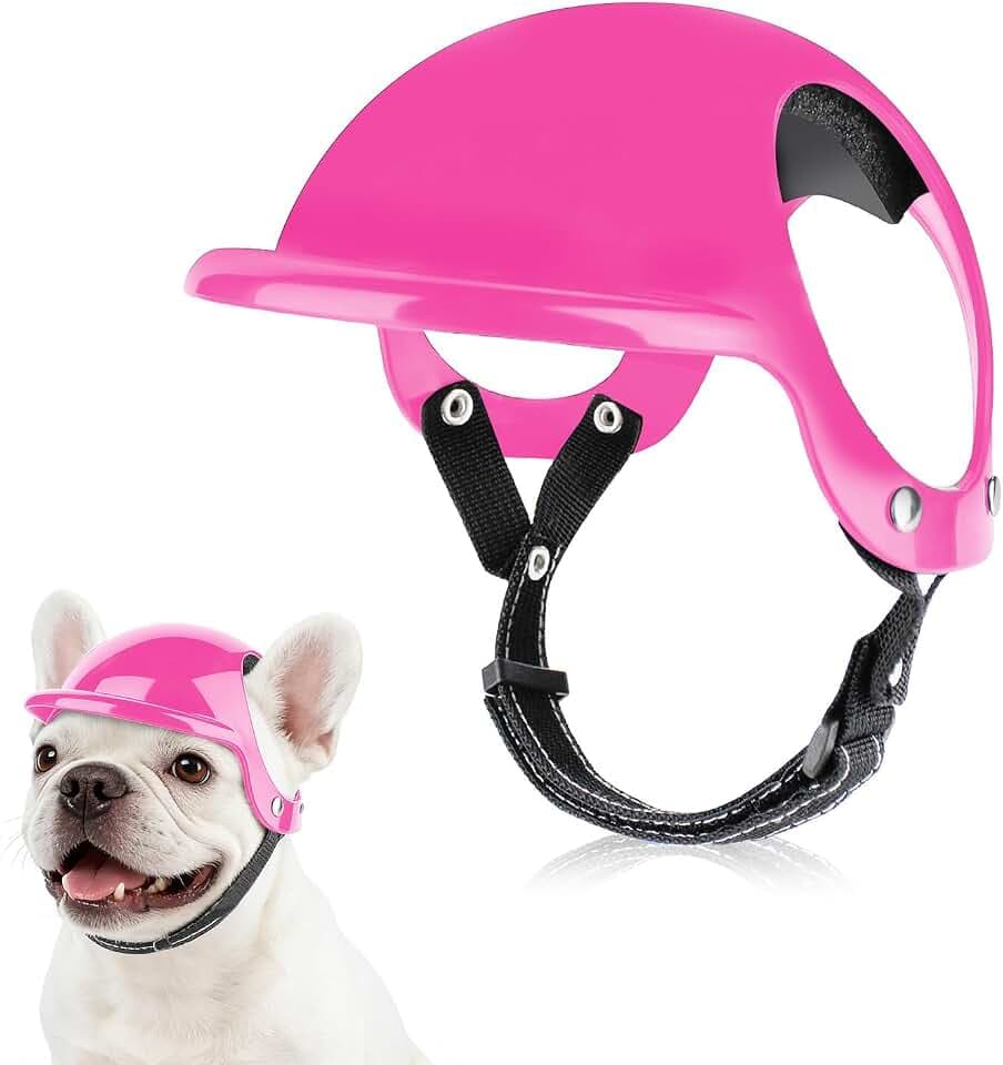 LESYPET Dog Helmet for Small Dogs, Dog Motorcycle Helmet Adjustable Dogs Hat with Ear Hole Design, Ideal for Outdoor Riding, Pink S
