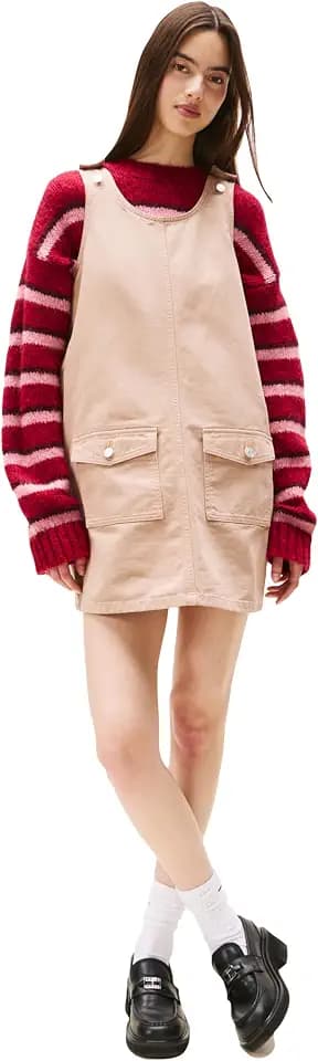 Tommy Jeans Women's Sleeveless Pinafore Dress with Pockets
