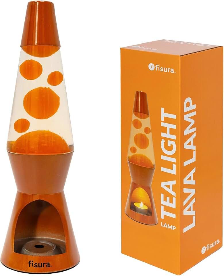 FISURA – Terrakotta Lavalampe ohne Strom. Umweltfreundliche Lampe. Originelles Geschenk. 29 cm x 8,5 cm (Kerze nicht enthalten), Orange/Abendrot im Zickzackmuster (Sunset Chevron)