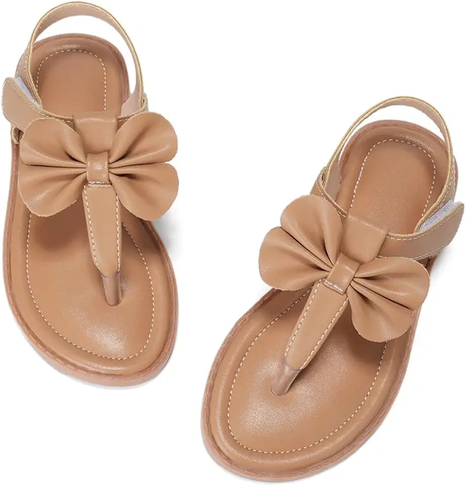 Toddler Girls Sandals T-Strap Dress Shoes Summer Open Toe Thong Flats for Little Kid Big Kids