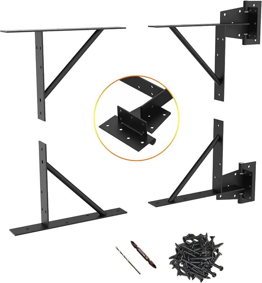 Gate Corner Brace Bracket Heavy Duty Adjustable No Sag Kit Durable Solid Iron for Shed Doors,Driveway Gates,Corral Gates,Wood Windows,Gate Frame Kit,Gate Hardware