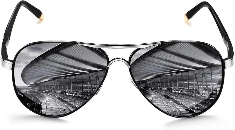 ROCKNIGHT Polarisierte Fliegerbrille Sonnenbrille Herren Damen Silbern Glas
