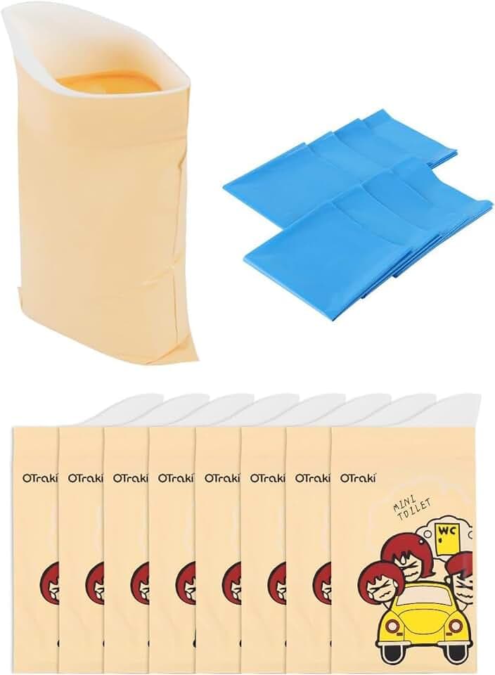 OTraki Tragbarer Urinbeutel 8 Stück Einweg-Urinbeutel 600ml Verschließbar Super Saugfähig Notfall-Urinbeutel Camping Reisen Unisex Erbrochenbeutel für Outdoor oder Fernfahrten mit 8 Müllbeuteln