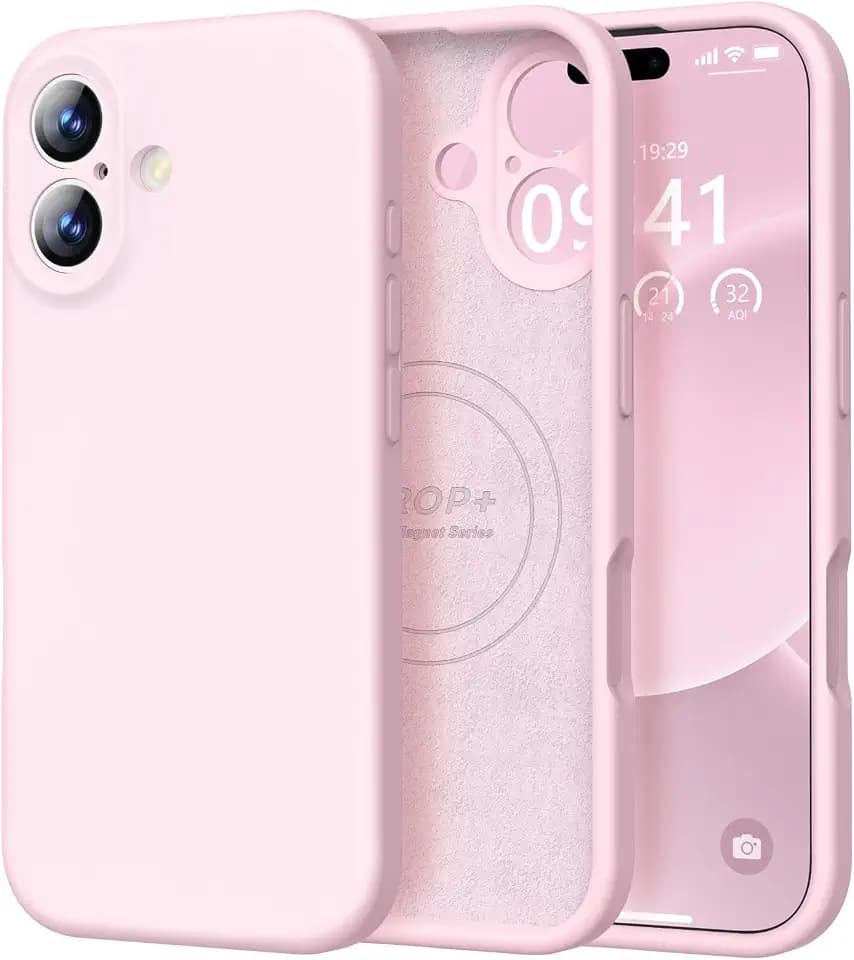 Vooii Magnetic for iPhone 17 Case 6.3" Premium Silicone, Chalk Pink