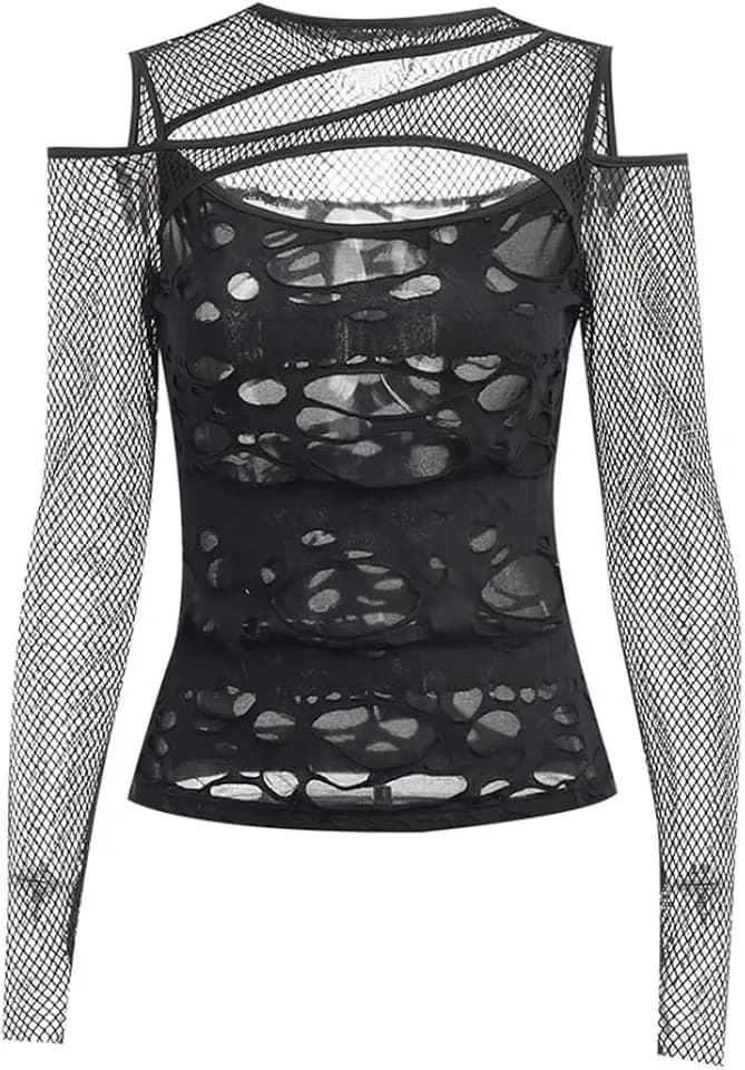 Goth T-Shirt Punk Crop Top Shirts for Women Going Out Tops