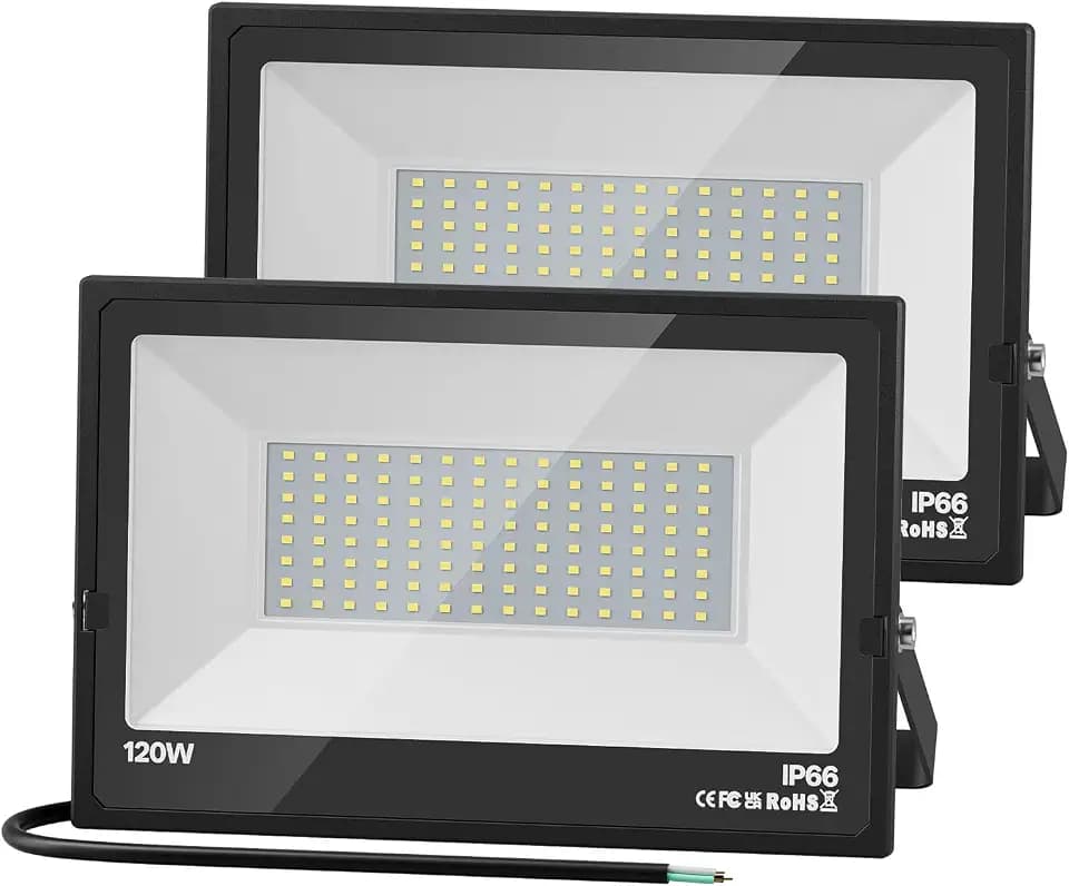 120W Flood Lights Outdoor Hardwired Security Light IP66 Waterproof 6000K