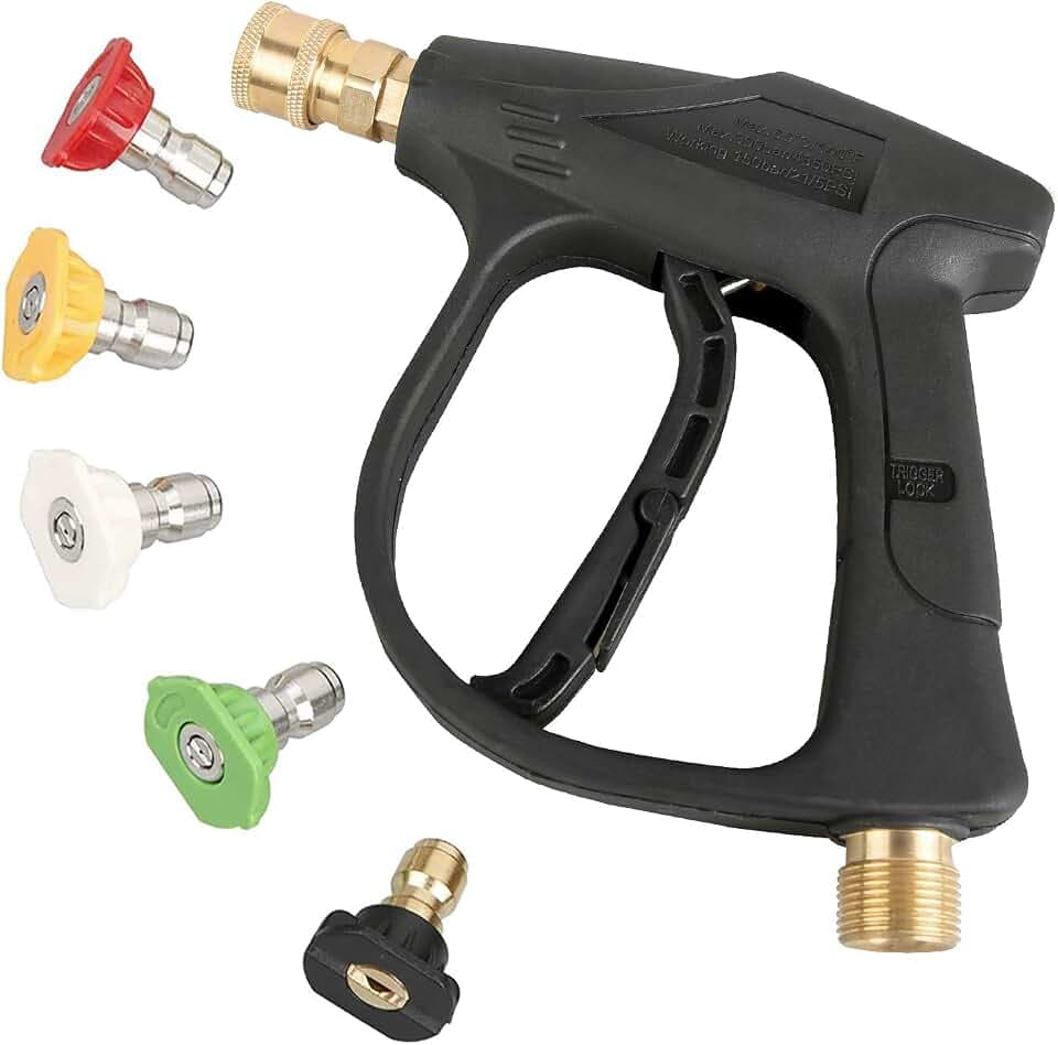 Sooprinse Hochdruckreiniger Pistole, 3000 PSI Max mit 5 Farben Schnellverbindungsdüsen M22 Schlauchanschluss 3.0 Spitze