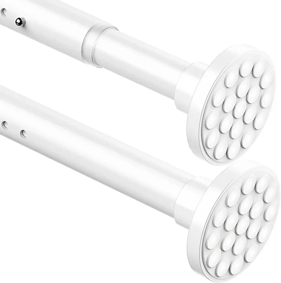 Gardinenstange Weiß Ausziehbar Teleskopstange ohne Bohren Extra Dicke Duschvorhangstange Teleskop Kleiderstange für Badezimmer,Schlafzimmer(110-165CM Φ32mm)