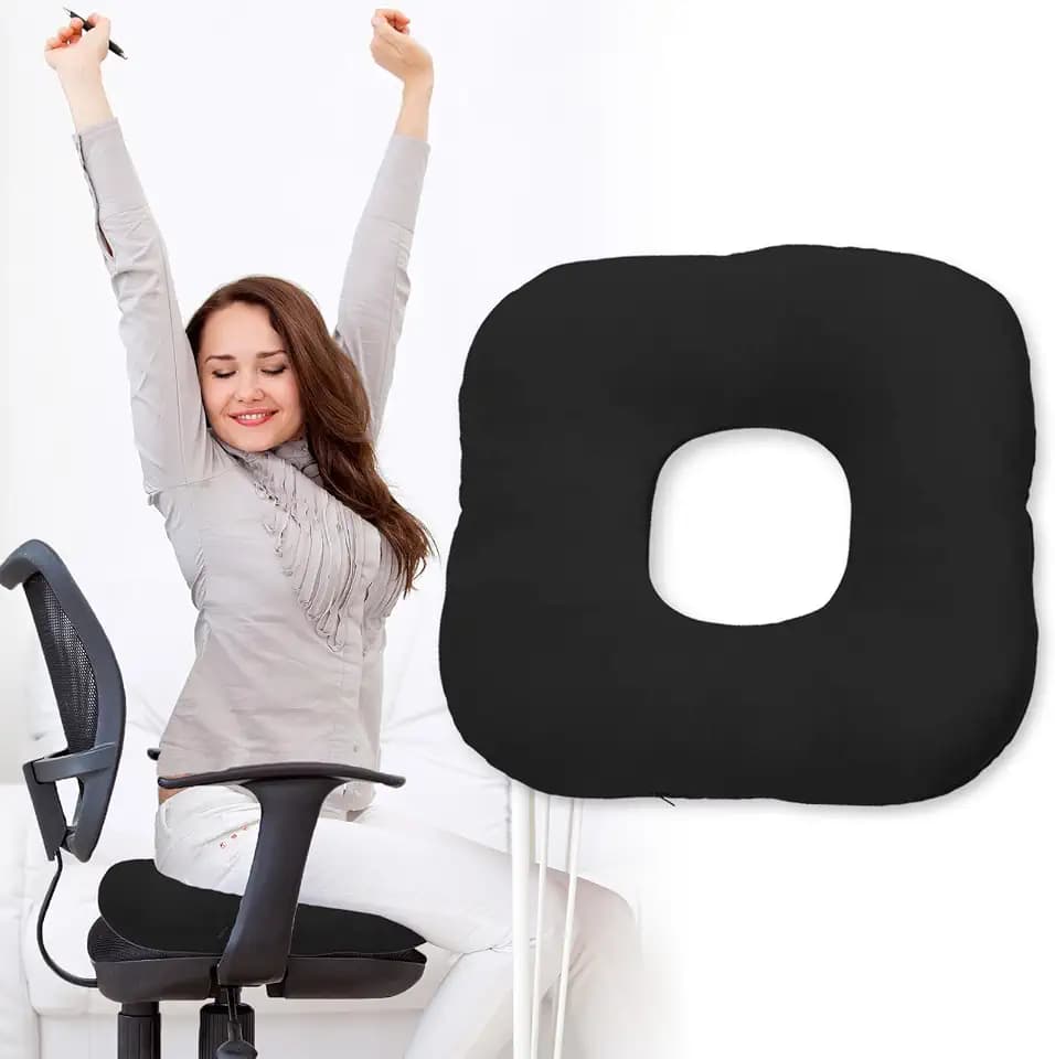 Donut Pillow for Tailbone Pain, Hemorrhoid Pillow (Black)