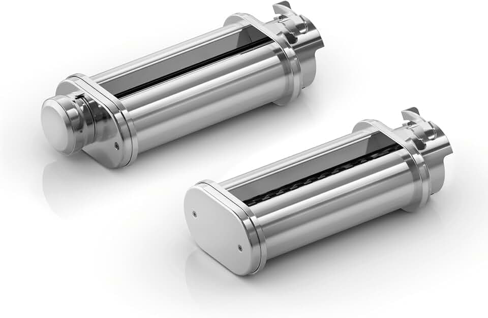 Bosch Pasta Set MUZ5PP1, Zubehör passend für Küchenmaschine Serie 4, Serie 2, 2 Pastawalzen für Lasagne / Nudelplatten und Tagliatelle, Nudelmaschine, Edelstahl