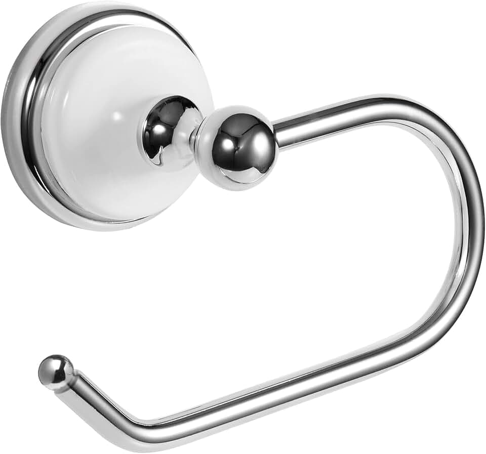 Design House Savannah Toilet Paper Holder, Polished Chrome, White