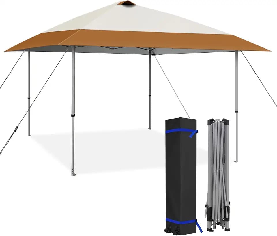 HYPER VENTURE 13x13ft Pop Up Canopy Tent with One Push Setup, Brown