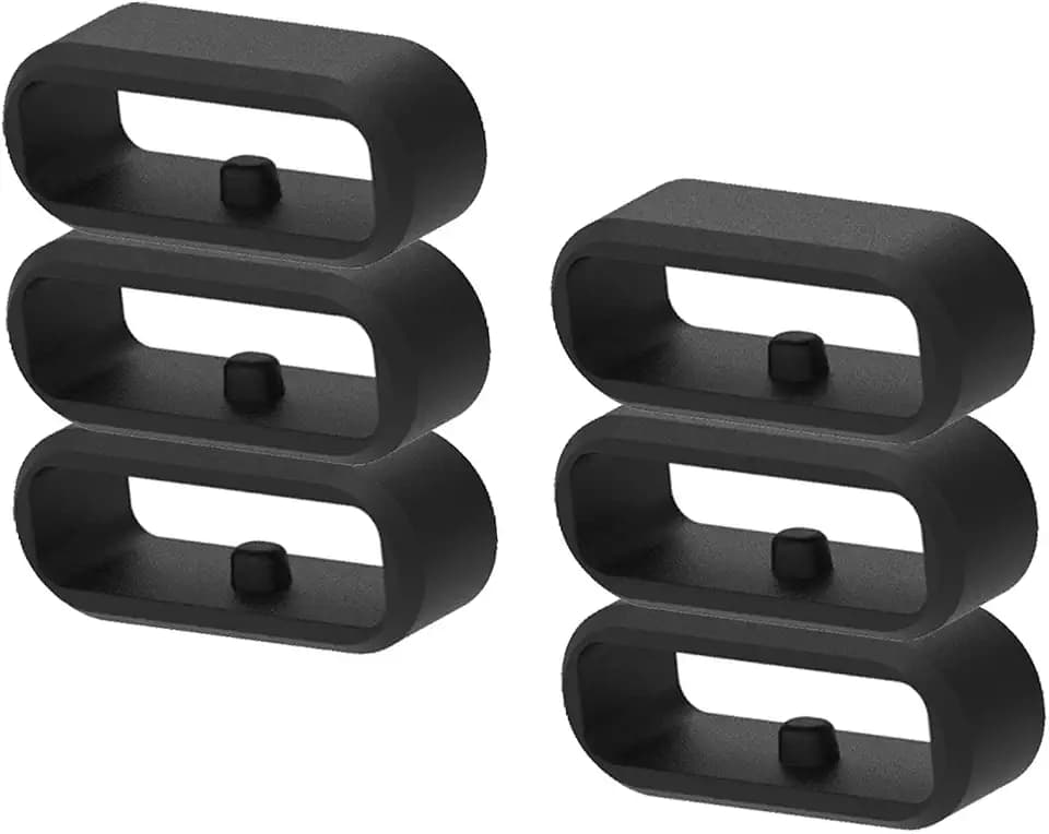 6-Pack Fastener Rings Compatible with Garmin Vivoactive 6 5 3/Forerunner 645 245 45 55 165/Venu Sq Sq2/Vivomove/Fenix 7S 6S 5S Band Keeper, Silicone Replacement Watch Band Loop/Holder/Clips