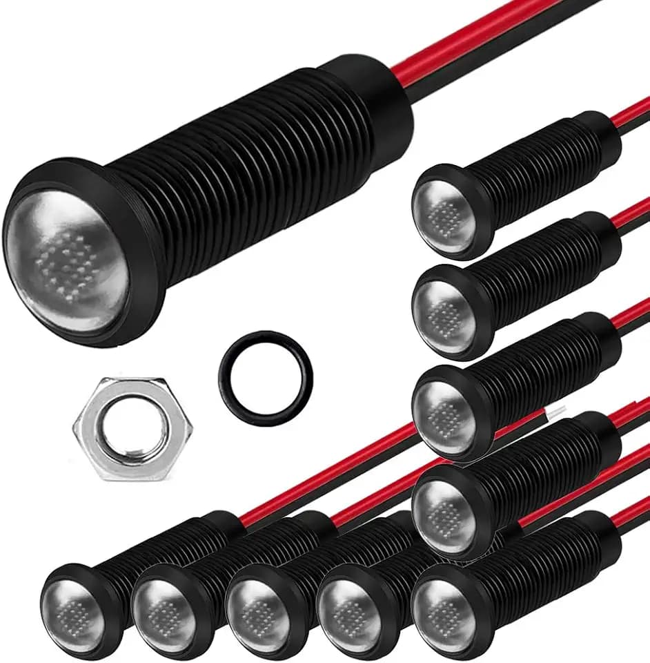 Gebildet 10pcs LED Kunststoff Kontrollleuchte AC/DC 12-24V Montageloch Größe 6mm (Weiß)