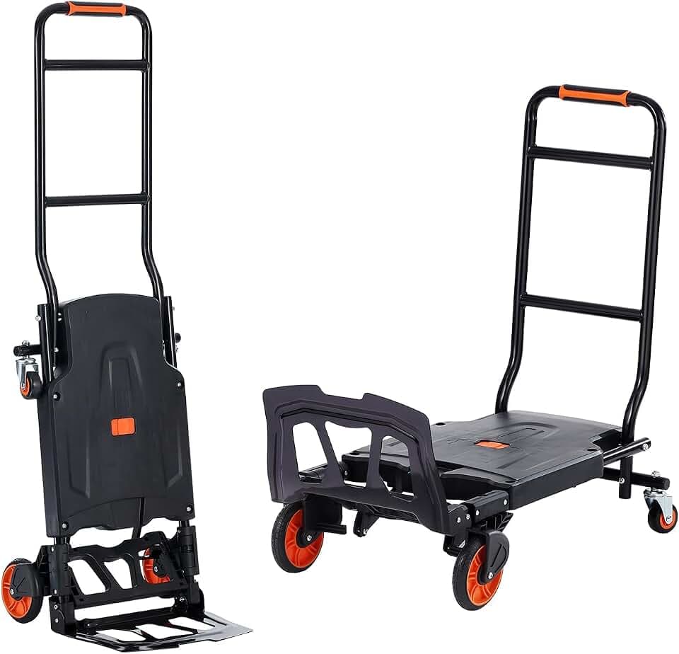 VEVOR 2-in-1 Sackkarre Klappbar 136kg Tragfähigkeit Transportkarre Aluminiumlegierung & Kohlenstoffstahl Sackkarre ⇋ Plattformwagen Trolley für Lade- & Transportaufgaben im Innen- & Außenbereich