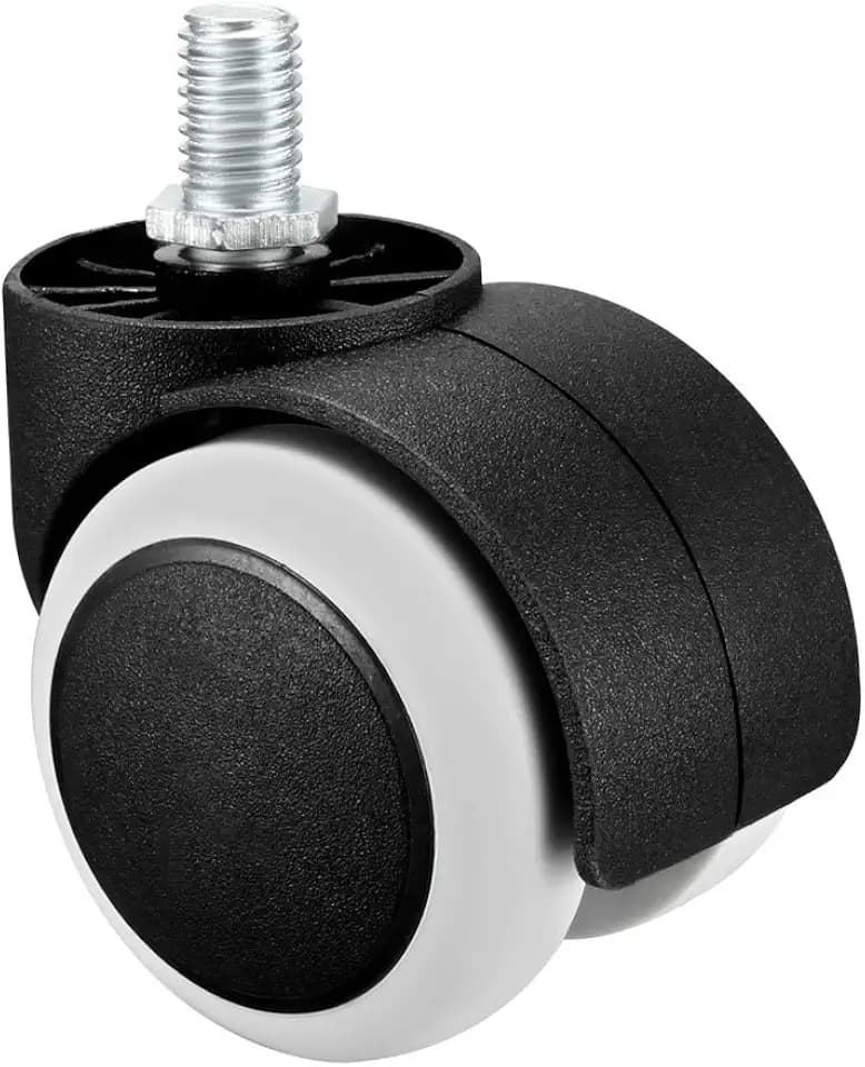 sourcing map 5 Stück Möbelrollen, Bürostuhl Rollen, M10 x 14 mm Gewindestiel, bis 25 kg pro Rad, Bürostuhlrollen Räder, Hartbodenrollen, Schwenkrollen für Innenmöbel, Schwarzweiß