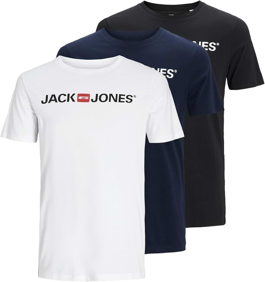 JACK & JONES Herren Jjecorp Logo Tee Ss Crew Neck T-Shirt (3er Pack)