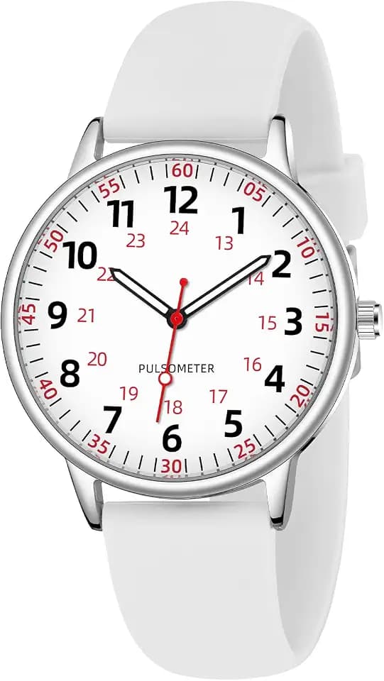 TWOPTION Nurse Watch for Women Waterproof Analog Silicone Watch with Second Hand Nursing Watch