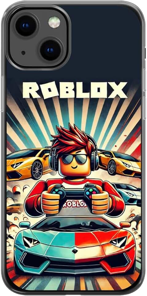 EZB Ro-blox iPhone-kompatible Handyhülle mit lustigem Gaming-Thema, flexible, stoßdämpfende Kanten, bunte, einzigartige Pop-Art-Handyhülle, Ro-Blox-Treiber (iPhone 13), Schwarz